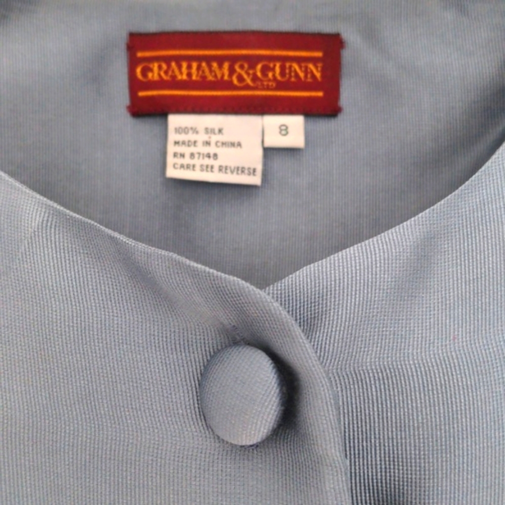 Graham & Gunn 100% silk blouse, tunic, Top Vintage, unworn. Size 8  Blue